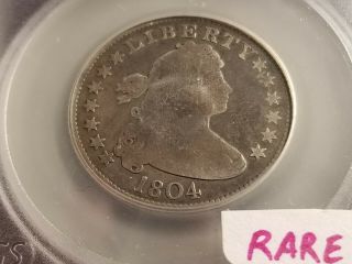 1804 Bust Silver Quarter,  Slabbed,  Rare Date,  Repaired Obverse G184