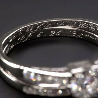 Vintage Platinum Diamond 0.  80 CTW Wedding Bridal Set Antique Ring Size 7.  5 3