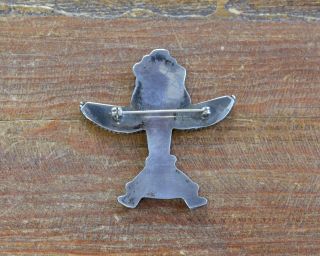 Vintage Zuni Knifewing Kachina Multi - Stone Inlay Sterling Silver Pin 2