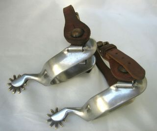 Vintage Roy Robinson Stainless Steel Spurs W/ Straps Cowboy Western Horse