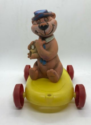 Rare Yogi Bear Pull Toy Hanna Barbera Argentina Squeeze Franzi Vintage 1970 