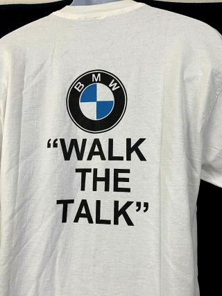 Vintage Bmw Lifestyle Mens T Shirt Walk The Talk White Single Stitch Rare Usa Xl