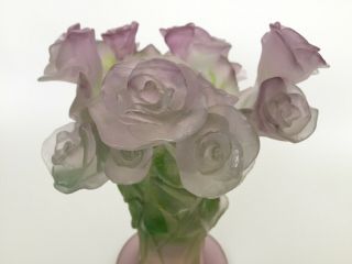 Daum Nancy France pate de verre Roses vase 20th Century art glass 6