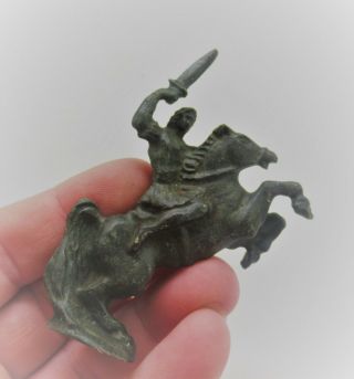 Ancient Graeco Roman Bronze Horse And Rider Statuette Rare