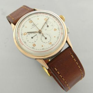 MOVADO CHRONOGRAPH 19037 ROSE GOLD & STAINLESS STEEL VINTAGE WATCH 100 10