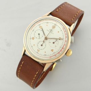 Movado Chronograph 19037 Rose Gold & Stainless Steel Vintage Watch 100