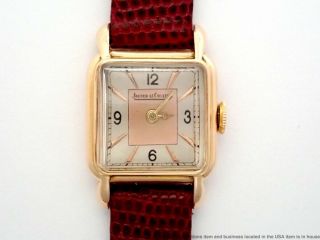 Vintage 18k Rose Gold Fancy Lug Art Deco Lecoultre Ladies Wrist Watch 490bwcal