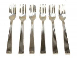 6 Buccellati Italy Sterling Silver Salad Forks In Rigato,  Iss.  1970
