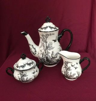 Vintage Aux Au Provence Rooster Coffee/tea Set (incl.  Pot,  Creamer & Sugar)