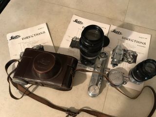 Vintage Leica Camera D.  R.  P.  Ernst Leitz Wetzlar With Lens And Leather Case&More. 12