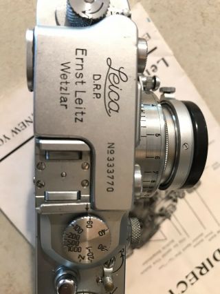 Vintage Leica Camera D.  R.  P.  Ernst Leitz Wetzlar With Lens And Leather Case&More. 6