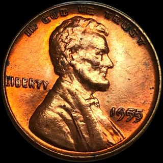 1955/55 Ddo Lincoln Head Wheat Cent Penny High Uncirculated Rare Error Coin Red
