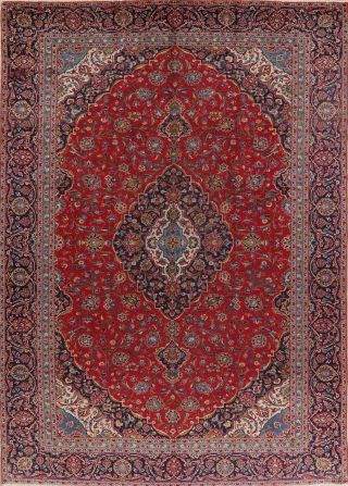 VINTAGE TRADITIONAL FLORAL RED LARGE AREA RUG HAND - KNOTTED LIVING ROOM WOOL 9x13 2