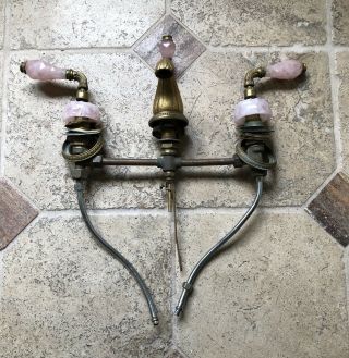 Vintage Brass / Gold Pink Quartz Rock Faucet