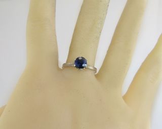 Antique Estate 14K Gold 1.  05ct Blue Sapphire Art Deco Engagement Ring 3