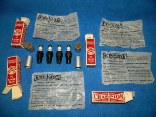 Set Of 4 Vintage Nos Champion X Spark Plugs For Model T Ford With Boxes