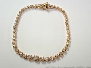 Vintage Approx 2.  5tcw Fine White Diamond Graduated 14k Gold Tennis Bracelet 2