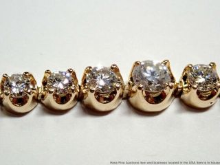 Vintage Approx 2.  5tcw Fine White Diamond Graduated 14k Gold Tennis Bracelet 5