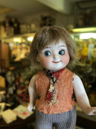 Delightful Antique 5.  5” All Bisque Kestner Googly Doll 292 Hairline On Torso 2