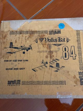 Vintage Rare,  Balsa Wood Kit,  Sure Flite Volks 84 Model Airplane,  84” Wing Span