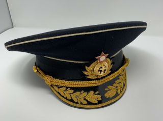 Vintage Soviet Russian Russia Ussr 1968 Dated Admiral Visor Hat Cap