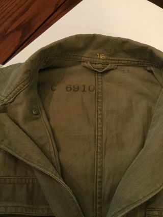 Vintage WWII US Army Coveralls,  HBT,  1 Piece Model 1 Suit,  13 Stars On Buttons 6