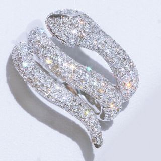 2ct 100 Natural Diamond 14k White Gold Cluster Antique Snake Ring