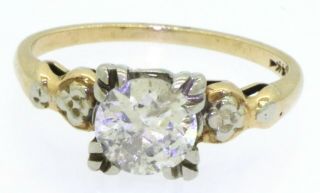 Antique Victorian 14K 2 - tone gold 1.  1CT diamond wedding/engagement ring size 6.  5 2