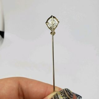 Antique art Deco 14K White Gold 585 Diamond Filigree Stick Lapel pin 6