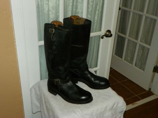 Vintage Nasty Feet Chippewa 19 " Tall Black Leather Motorcycle Boots Men 