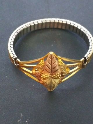 Stunning Vintage 10k Black Hills Gold Co Bracelet Landstroms Speidel Stretch