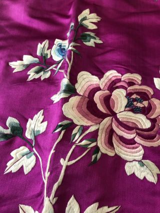 Vintage 1920s 1930s Chinese Purple Silk Floral & Bird Embroidered Skirt Republic 11
