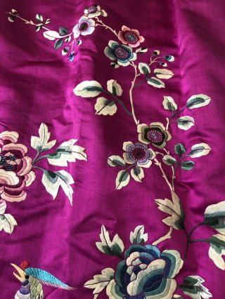 Vintage 1920s 1930s Chinese Purple Silk Floral & Bird Embroidered Skirt Republic 12