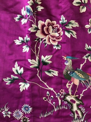 Vintage 1920s 1930s Chinese Purple Silk Floral & Bird Embroidered Skirt Republic 4
