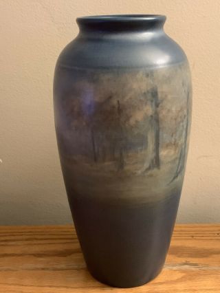 Antique Rookwood Vellum Tall Vase Signed Ed Diers 1917 Scenic 6