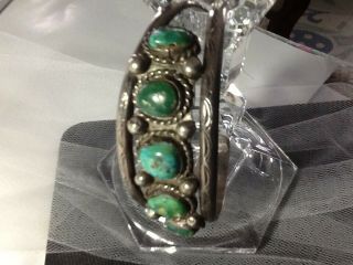 Vintage Navajo Old Pawn Heavy Sterling Silver Royston Turquoise Cuff 55 Grams