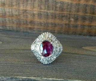 Vintage 14kt White/yellow Gold Diamond And Ruby Ring 5.  50ctw Retail $16,  700.  00