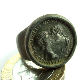 ROMAN ANCIENT ARTIFACT BRONZE AND SILVER RING WITH EMPEROR NERO AND AGRIPPINA 8