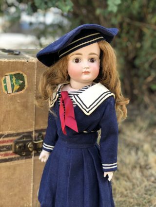 19 Inch Closed Mouth Kestner Marked XII German Bisque Doll Sailor Costume c.  1890 2