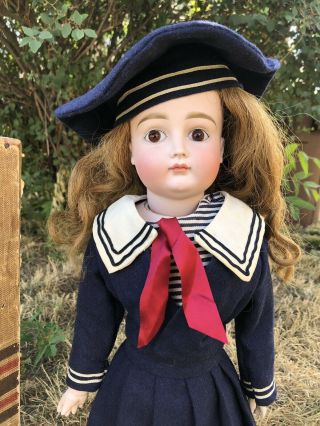 19 Inch Closed Mouth Kestner Marked XII German Bisque Doll Sailor Costume c.  1890 5