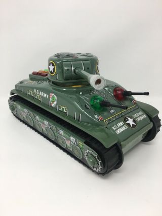 Vintage M - 4 Us Army Sherman Combat Tank,  Battery Tin Litho Bump - N - Go,  Near