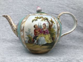 Antique 19thC Dresden Hand Painted Porcelain Teapot 2