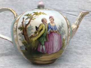 Antique 19thC Dresden Hand Painted Porcelain Teapot 3