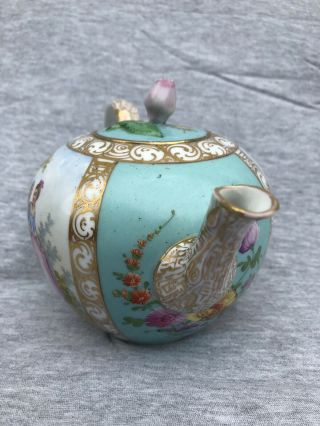 Antique 19thC Dresden Hand Painted Porcelain Teapot 5