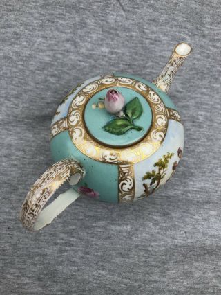 Antique 19thC Dresden Hand Painted Porcelain Teapot 6