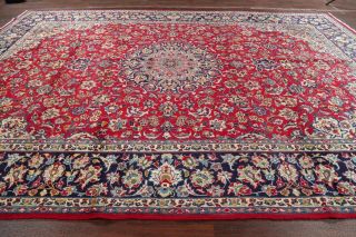 Traditional Floral Red Najafabad Area Rug Vintage Hand - Made Oriental Wool 10x14