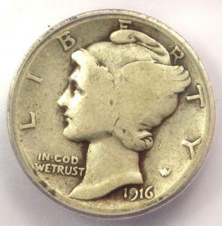1916 - D Mercury Dime 10c Coin - Certified Icg G4 (good) - Rare Key Date Coin
