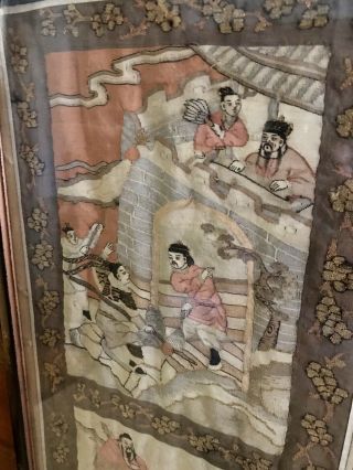 Antique Chinese Kesi Embroidery 4 Panel Tapestry 8 IMMORTALS Deities 40x42 11