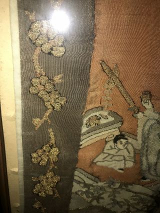 Antique Chinese Kesi Embroidery 4 Panel Tapestry 8 IMMORTALS Deities 40x42 5