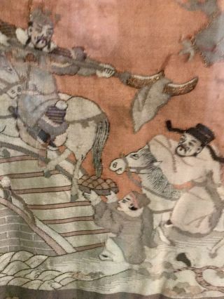 Antique Chinese Kesi Embroidery 4 Panel Tapestry 8 IMMORTALS Deities 40x42 9